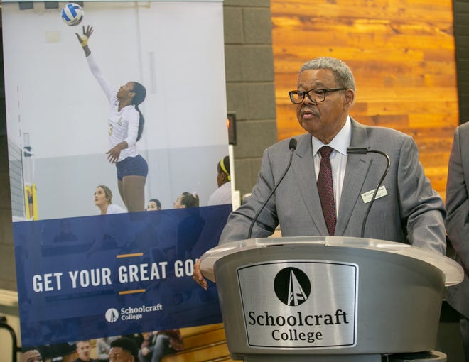 Schoolcraft College President Dr. Conway A. Jeffress talks about the new St. Joe's Mercy Elite Sports Center on Monday, January, 27, 2020. In addition to 75,227 square feet of multipurpose space, the facility will house a state-of-the art Fitness Laboratory, classroom space and faculty offices for Schoolcraft College's Associate Degree program in Movement Science.