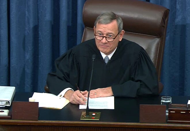 Chief Justice John Roberts presided Thursday over the second day of senators' questions in the impeachment trial of President Donald Trump. Come Friday, he may be called upon to vote or issue important rulings.