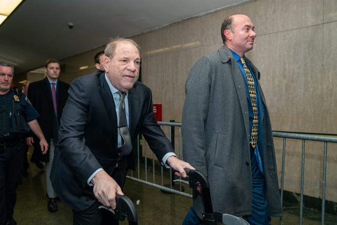 Harvey Weinstein arrives for his sexual assault trial on Jan. 30, 2020 in New York City.