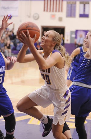 Unioto's Amber Cottrill goes up for a layup during a 47-37 win over Southeastern on Thursday Jan. 30, 2020 to clinch the outright SVC championship at Unioto High School in Chillicothe, Ohio.
