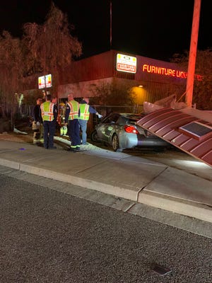 Four people are critically injured, with two of them in extremely critical condition, after two vehicles crashed and one redirected into a bus stop in Phoenix on Jan. 30, 2020.