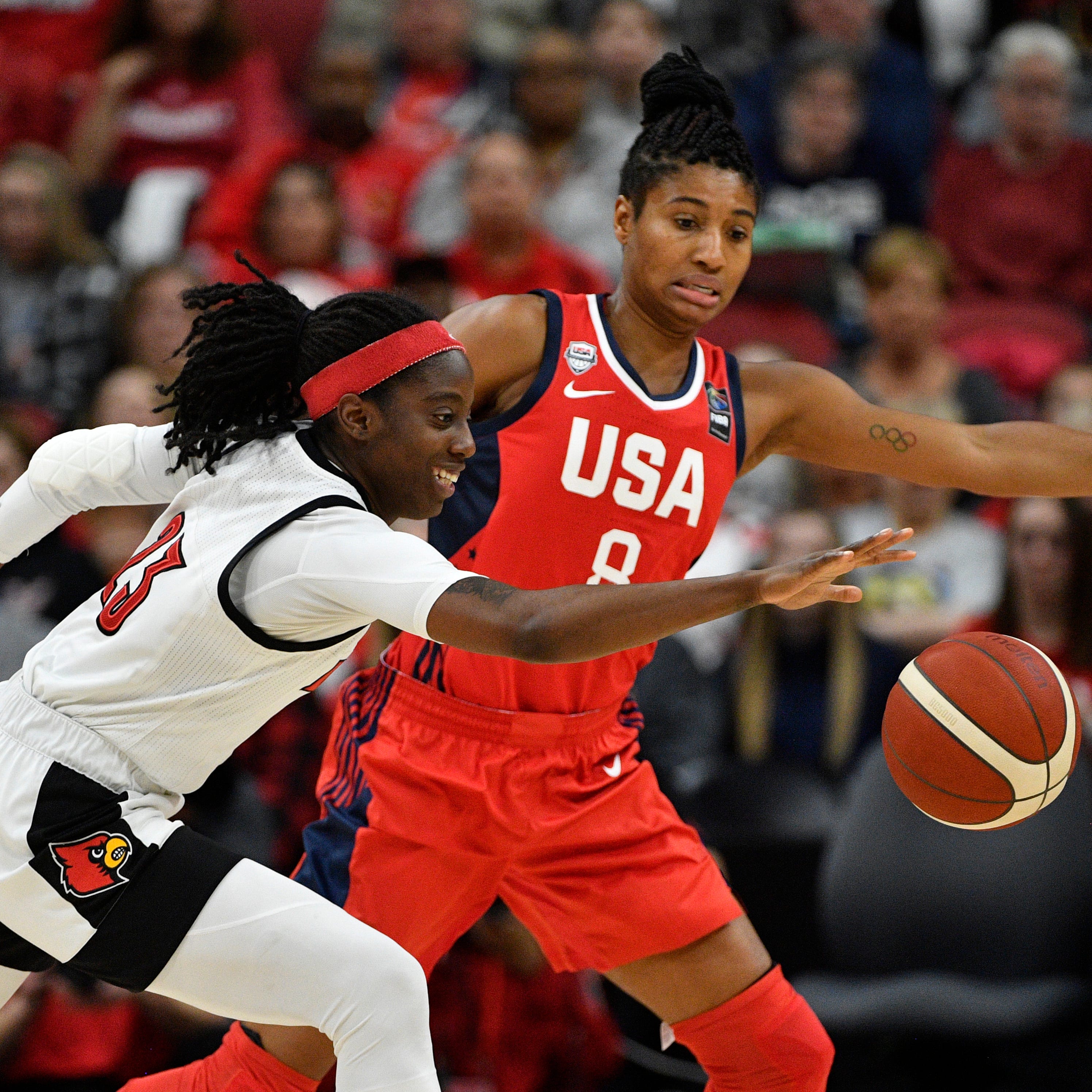 Louisville Women S Basketball Team Usa Beats Cards In Exhibition