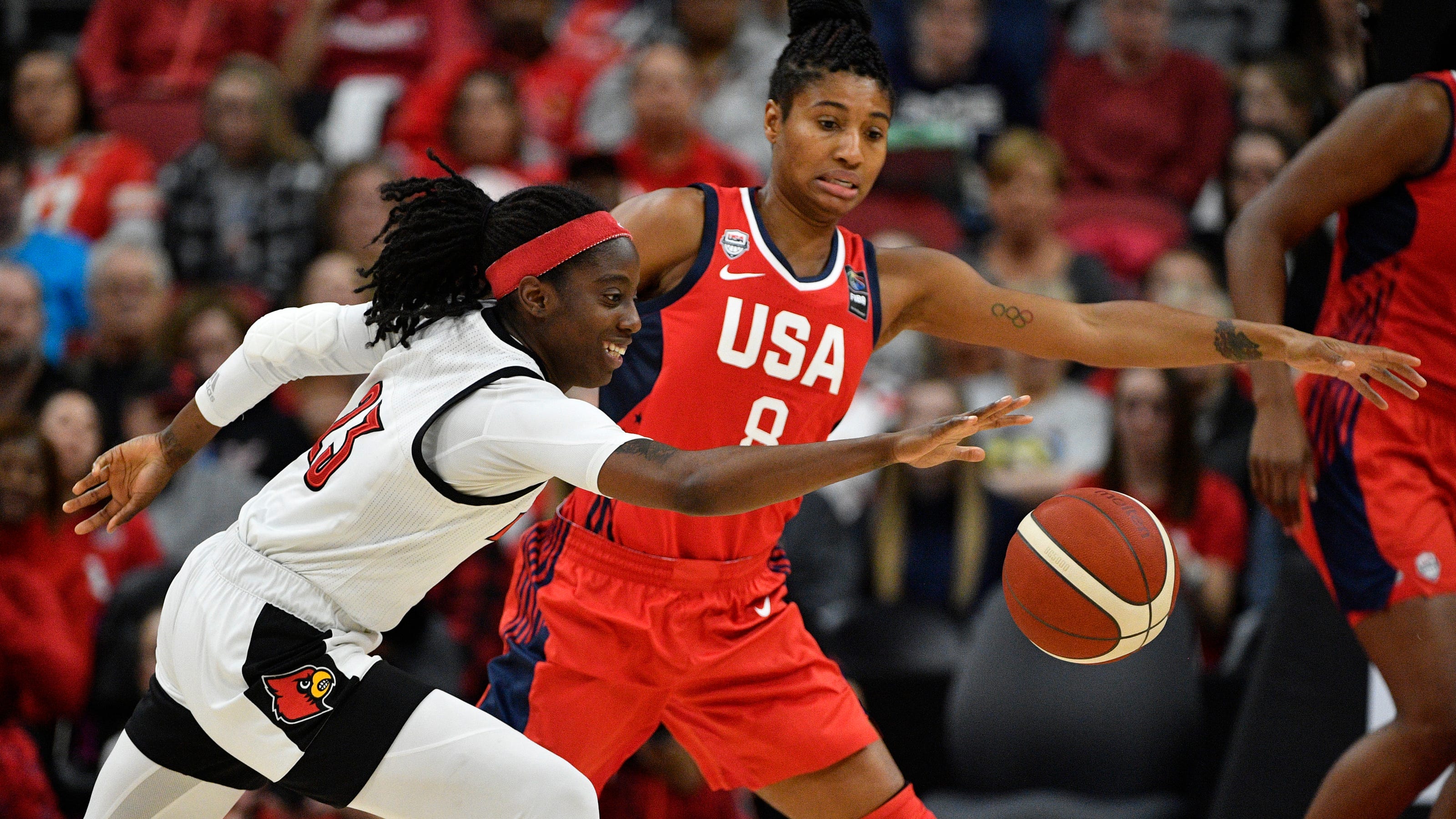 Louisville Women S Basketball Team Usa Beats Cards In Exhibition