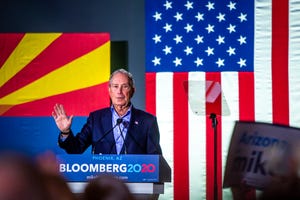 Michael Bloomberg speaks at a 2020 presidential campaign rally in Phoenix on Saturday, Feb. 1, 2020.