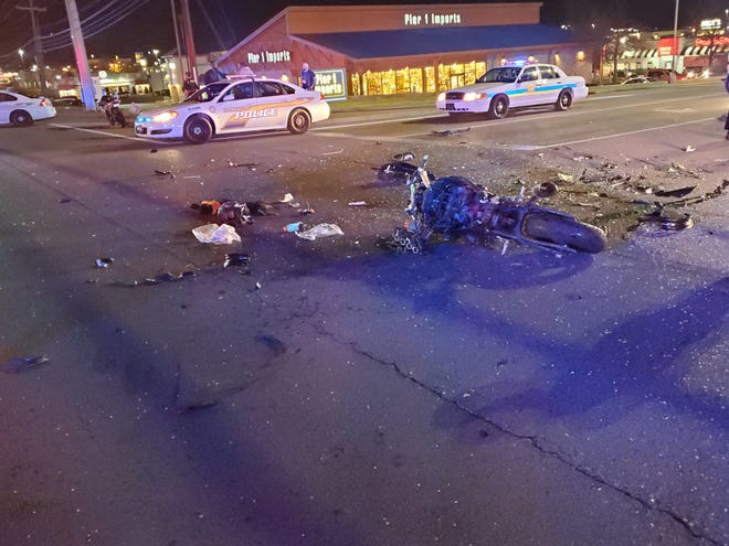 The motorcycle that was involved in a wreck on Wilma Rudolph Boulevard on Sunday, Feb. 2, 2020.