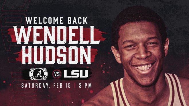 Alabama athletics advertises the jersey retirement of legendary men's basketball player Wendell Hudson, the first African-American scholarship athlete to play at Alabama in 1969. Hudson's No. 20 jersey will be the first to be retired among all sports at Alabama, and the ceremony will take place during the Crimson Tide's Feb. 15 home game against LSU.