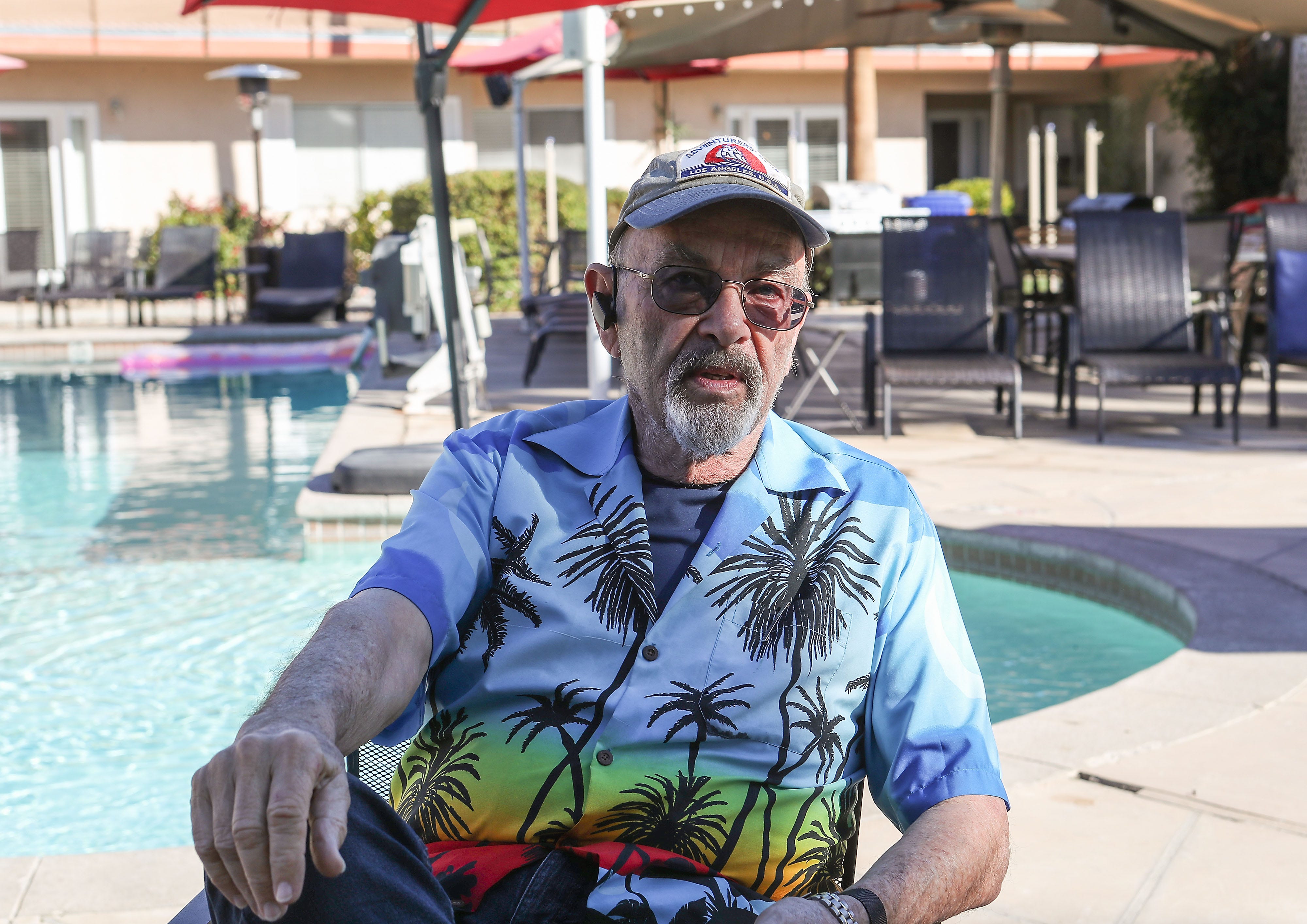 Steve Bein, the owner of Tuscany Manor clothing-optional resort in Palm Springs, at the property on January 27, 2020.