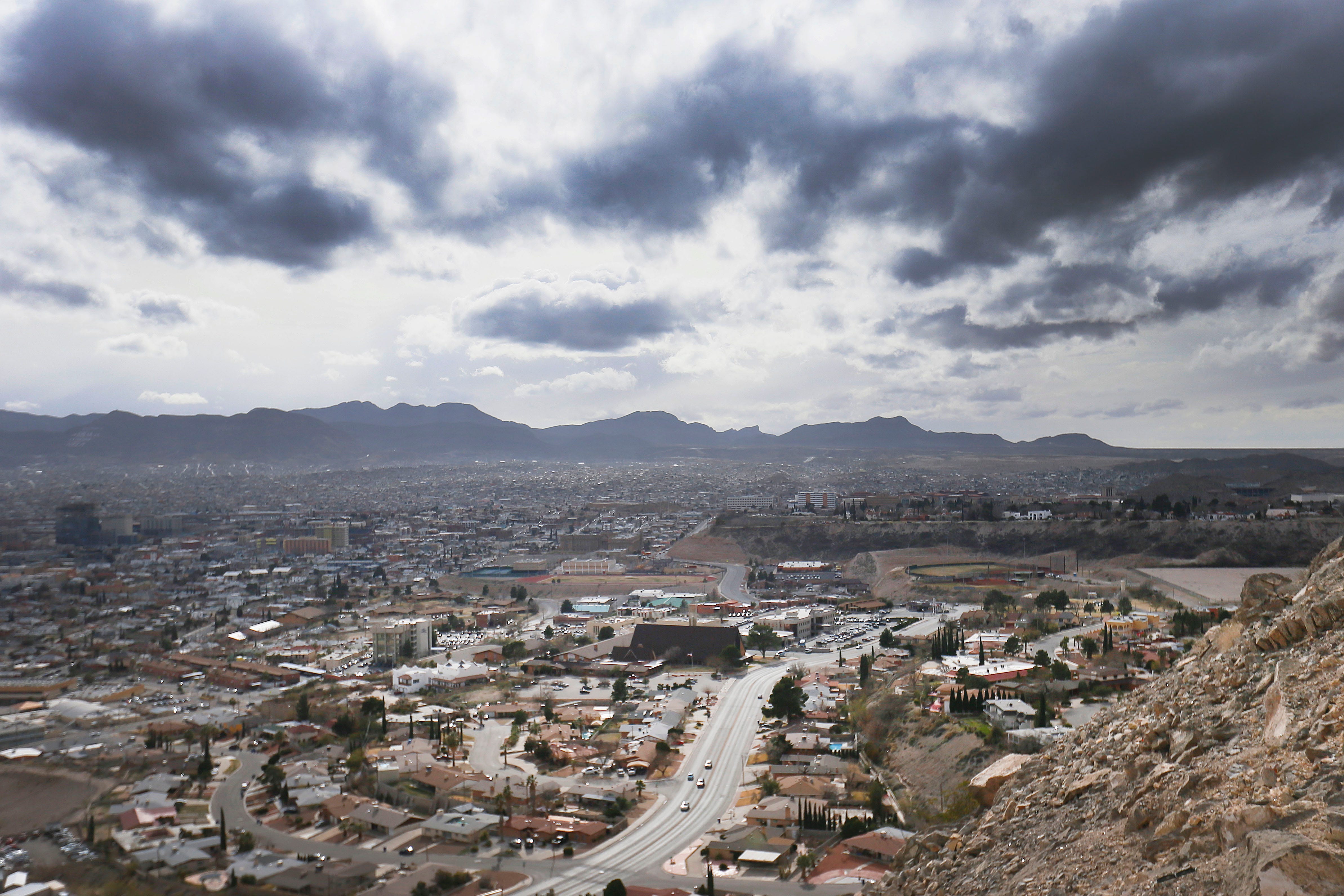 Clouds roll in over El Paso with rain and possible snow in the forecast Tuesday, Feb. 4, 2020, near Scenic Drive. Rain came down Tuesday morning and more was expected in the city through the night, with possible snow Wednesday as a winter storm moves into the area, according to the National Weather Service.