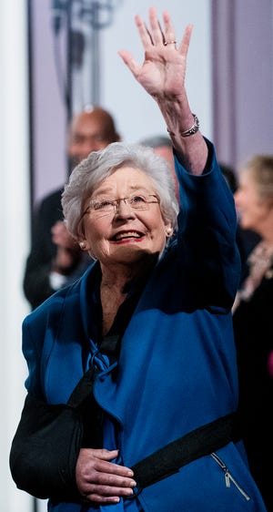 Governor Kay Ivey arrives to deliver her State of the State Address in the old house chamber in the state capitol building in Montgomery, Ala., on Tuesday evening February 4, 2020.
