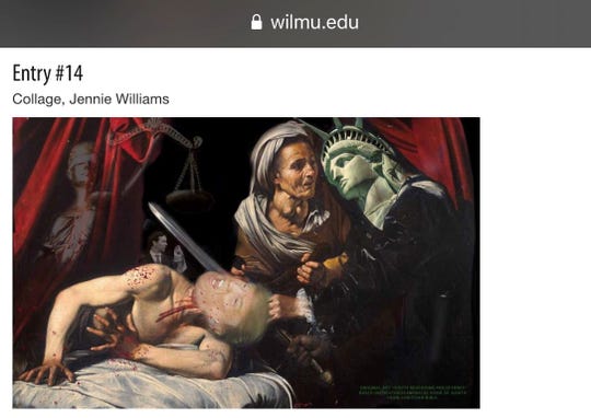 A screenshot of the piece Wilmington University removed from its online art show.