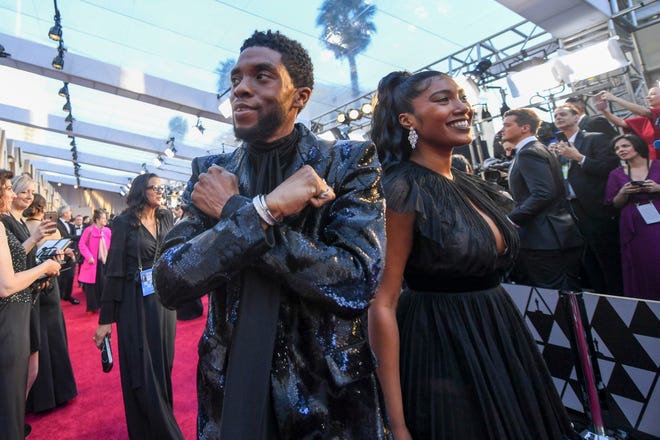 "Black Panther" star Chadwick Boseman arrives at the 91st Academy Awards.