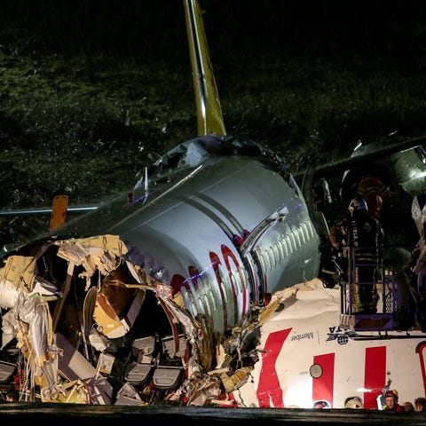 A picture shows a the crash site of a Pegasus Airl