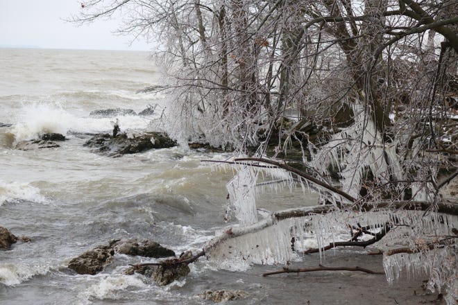 Much of Ottawa County, especially along the coast of Lake Erie, was coated with a layer of ice on Thursday morning after getting slammed by wind, snow and freezing rain overnight Wednesday.