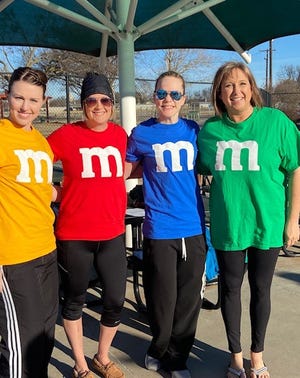 Senior Junior Forum members recently participated in the Polar Plunge at Boomtown Bay in Burkburnett. From left to right, Tiffany Steele, Shelly Hutchins, Amber Meadows and Liz Wathen.