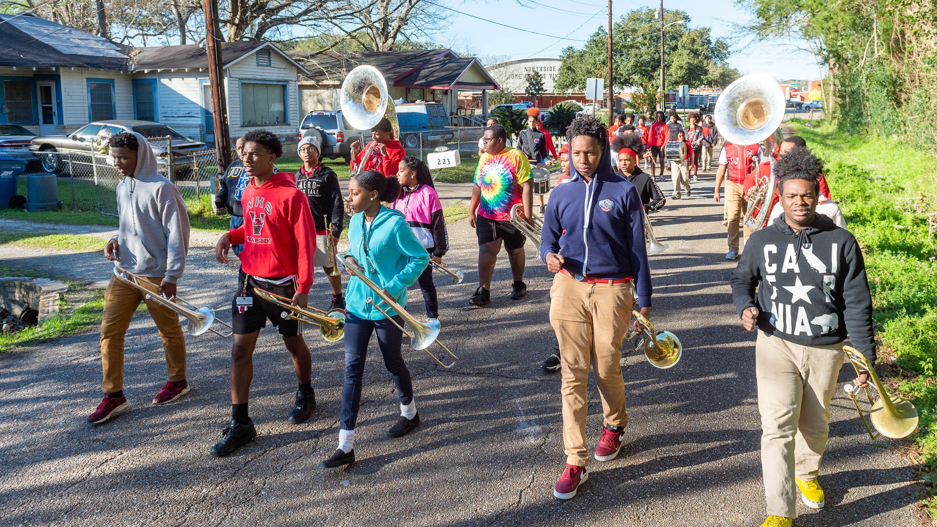 Lafayette Mardi Gras season Northside High Band preps for parades