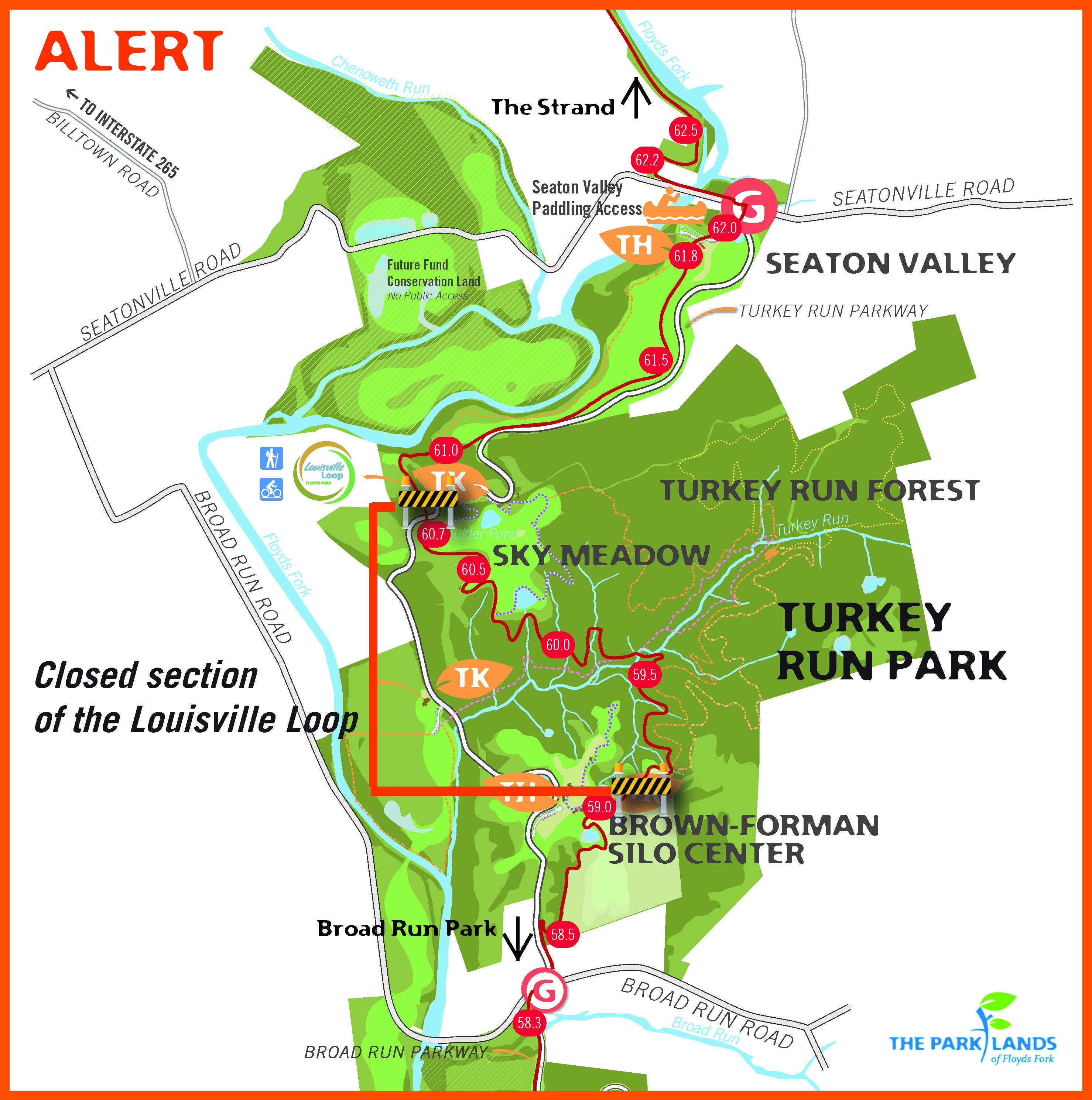 The Parklands Of Floyds Fork Map Work Closes Louisville Loop Section Within Parklands Of Floyds Fork