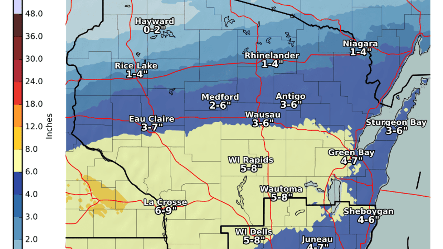 Snow Forecast Map Wisconsin 2025