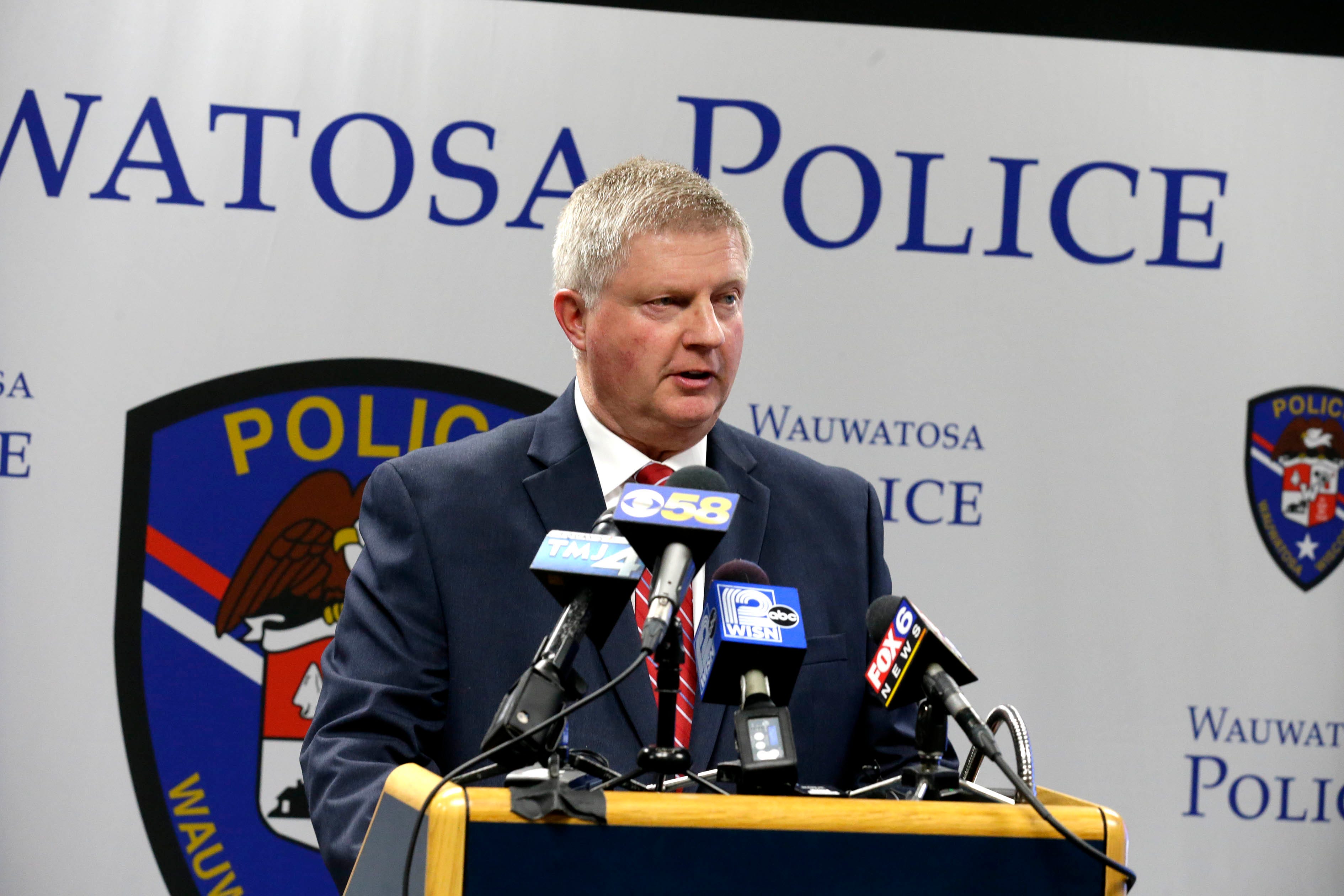 Wauwatosa Police Chief Barry Weber speaks at a news conference five days after the fatal police shooting of Alvin Cole. Weber stood by his officer and wrote in a letter of recommendation to the Waukesha County Sheriff's Department after Mensah later resigned that "(Mensah) has been placed in some difficult situations and responded in a thoughtful and professional manner."