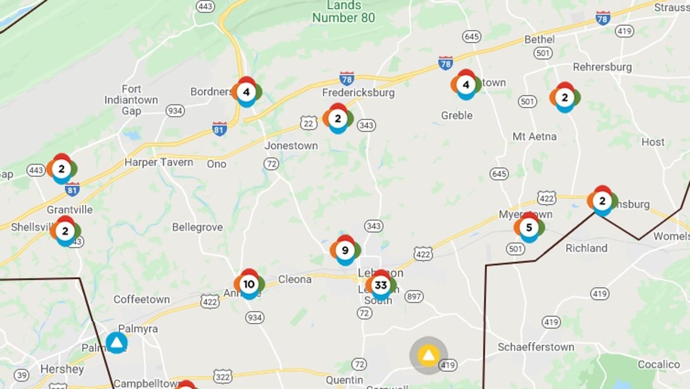 Mass Power Outages Affect Lebanon County Friday Morning