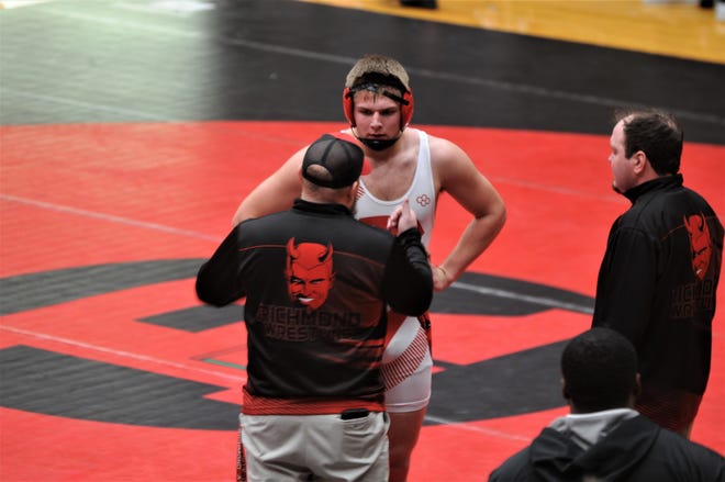 Richmond senior Blaine Pierce concluded his wrestling career at the IHSAA state tournament at Bankers Life Fieldhouse on Friday, Feb. 21, 2020.