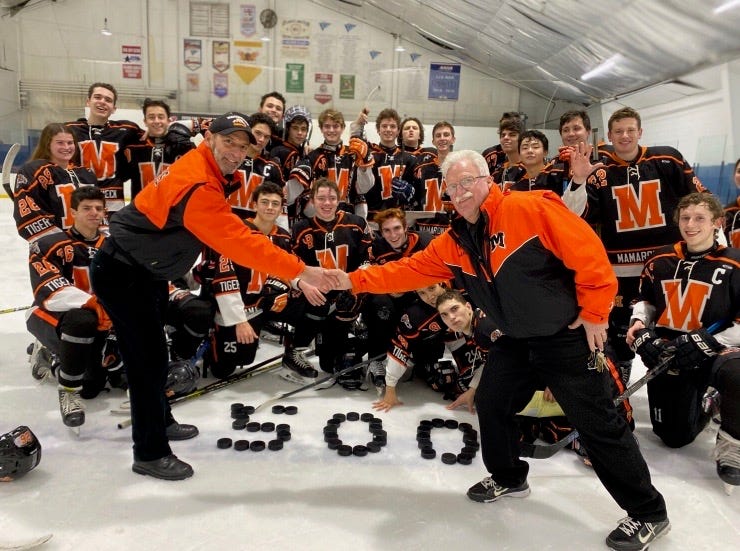 Ice Hockey With Perfect Marriage Mamaroneck S Chap Bruno Hit 500 Wins