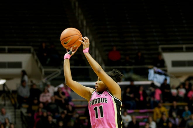 Purdue guard Dominique Oden (11) goes up for three during the third quarter of a NCAA women's basketball game, Sunday, Feb. 9, 2020 at Mackey Arena in West Lafayette.