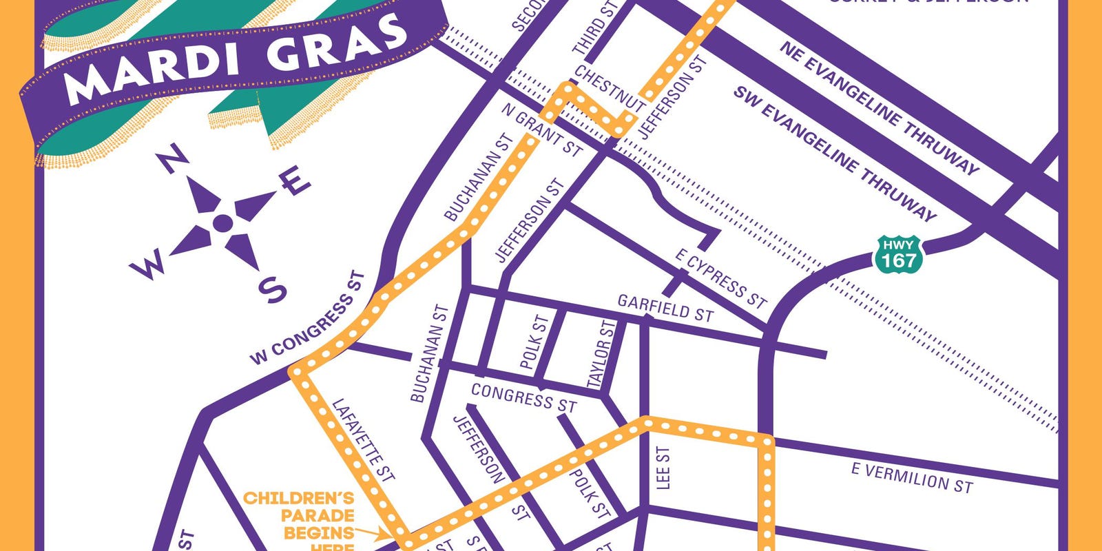 Lafayette Mardi Gras 2020 Parade Lineup Route And Details Lafayette Parade Route Map 2022