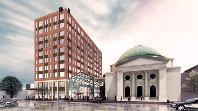 The planned 10-story, 153-room AC Hotel next to the Bonstelle Theatre