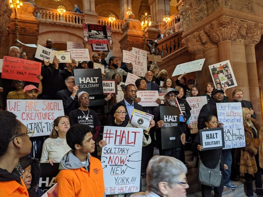 Dozens of advocates gathered in Albany on Tuesday calling on the Legislature to pass a bill that would end the use of solitary confinement in New York.