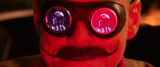 Jim Carrey plays megalomaniacal genius Dr. Robotnik, villain to a video-game critter, in "Sonic the Hedgehog."