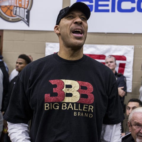 LaVar Ball wears a Big Baller Brand t-shirt.