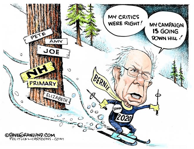 Bernie skis in New Hampshire.