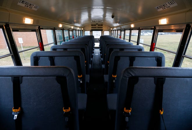 Inside a school bus at Parkview High School on Wednesday, Feb. 12, 2020