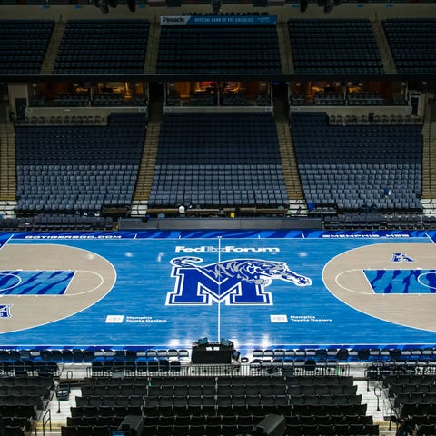 Memphis's FedEx Forum. Their court is covered in b