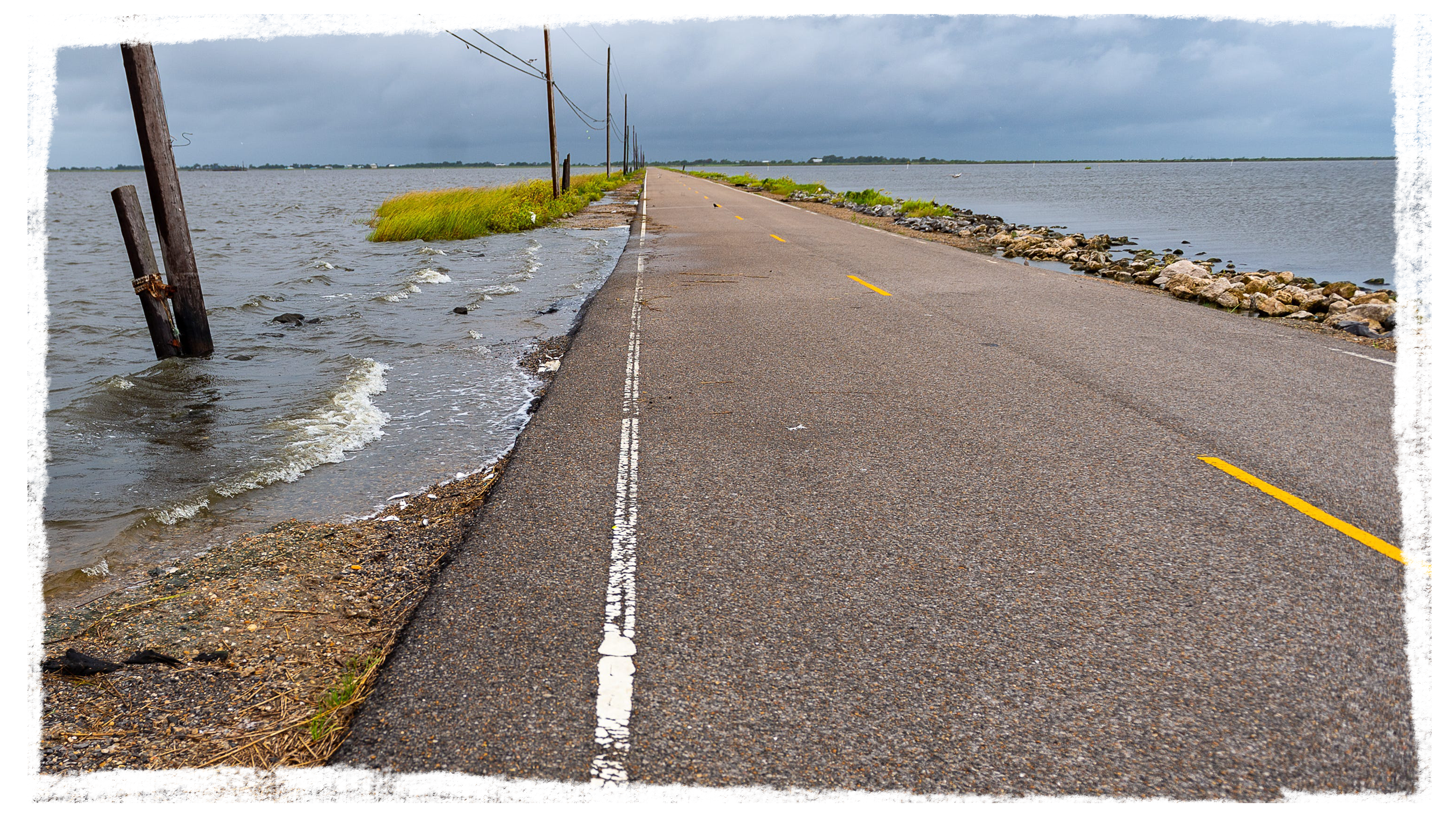 Island Road is the only road connecting Isle de Jean Charles to the mainland. Residents say it floods at high tide.