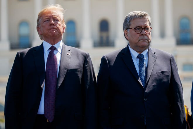 President Donald Trump and Attorney General William Barr on May 15, 2019.
