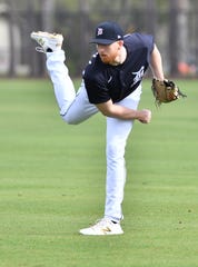 Spencer Turnbull warms up Detroit Tigers spring training on Thursday.