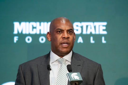 Mel Tucker speaks to the media after being introduced as the next head football coach for Michigan State University.