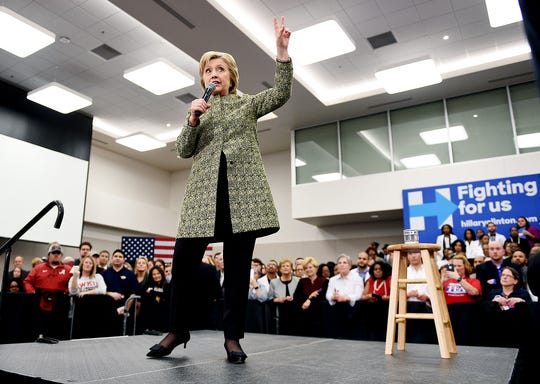 Democratic presidential candidate and former Secretary of State Hillary Clinton makes a campaign stop at Meharry Medical College in Nashville Feb. 28, 2016.