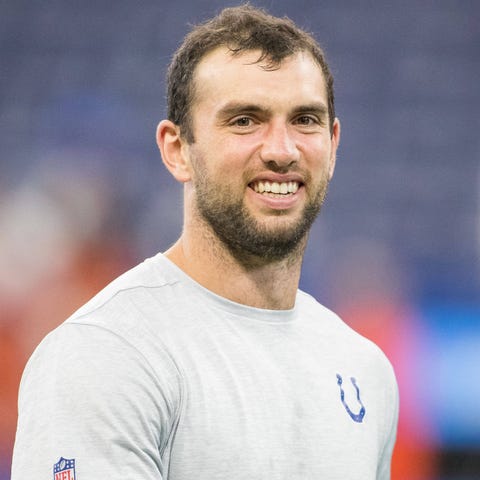 Andrew Luck before a 2019 preseason game.