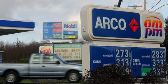 Arco and Mobil gas stations on the corner of Fairgrounds and 303 in Bremerton on Friday, Feb. 14. 2020 
