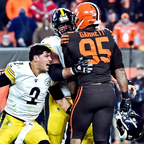 Cleveland Browns defensive end Myles Garrett and P