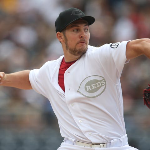Trevor Bauer throws during an August game between 