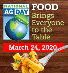 The theme for National Ag Day is, “food brings everyone to the table.”