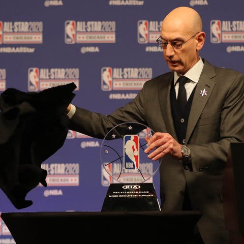 NBA commissioner Adam Silver unveils the Kobe Brya