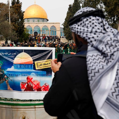 A banner placed by Hamas with a slogan reading in 