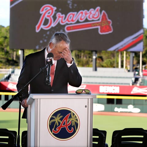 MLB Commissioner Rob Manfred pauses before answeri