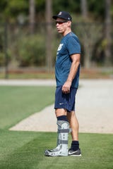 Alan Trammell watches practice during Detroit Tigers spring training at TigerTown in Lakeland, Fla., Tuesday, Feb. 18, 2020.