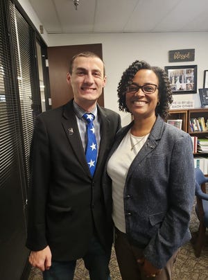 Matthew Peiffer with Terry Stigdon, director of the Indiana Department of Child Services.