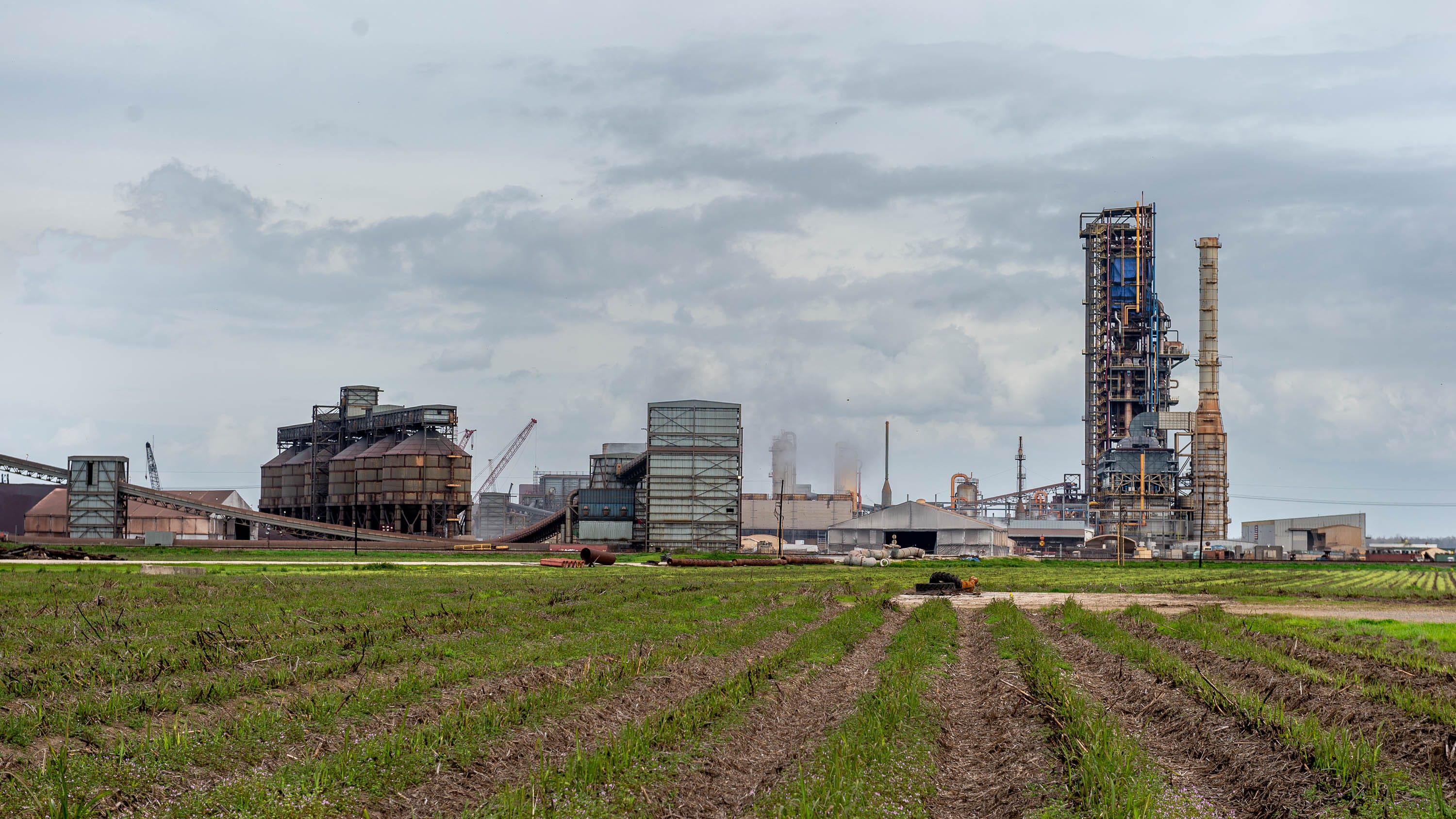 Nucor Steel in St. James Parish along the Mississippi River, pictured Feb. 11, 2020, is one of at least 150 petrochemical plants in the area connected to increased pollution and, some residents say, cancer cases.